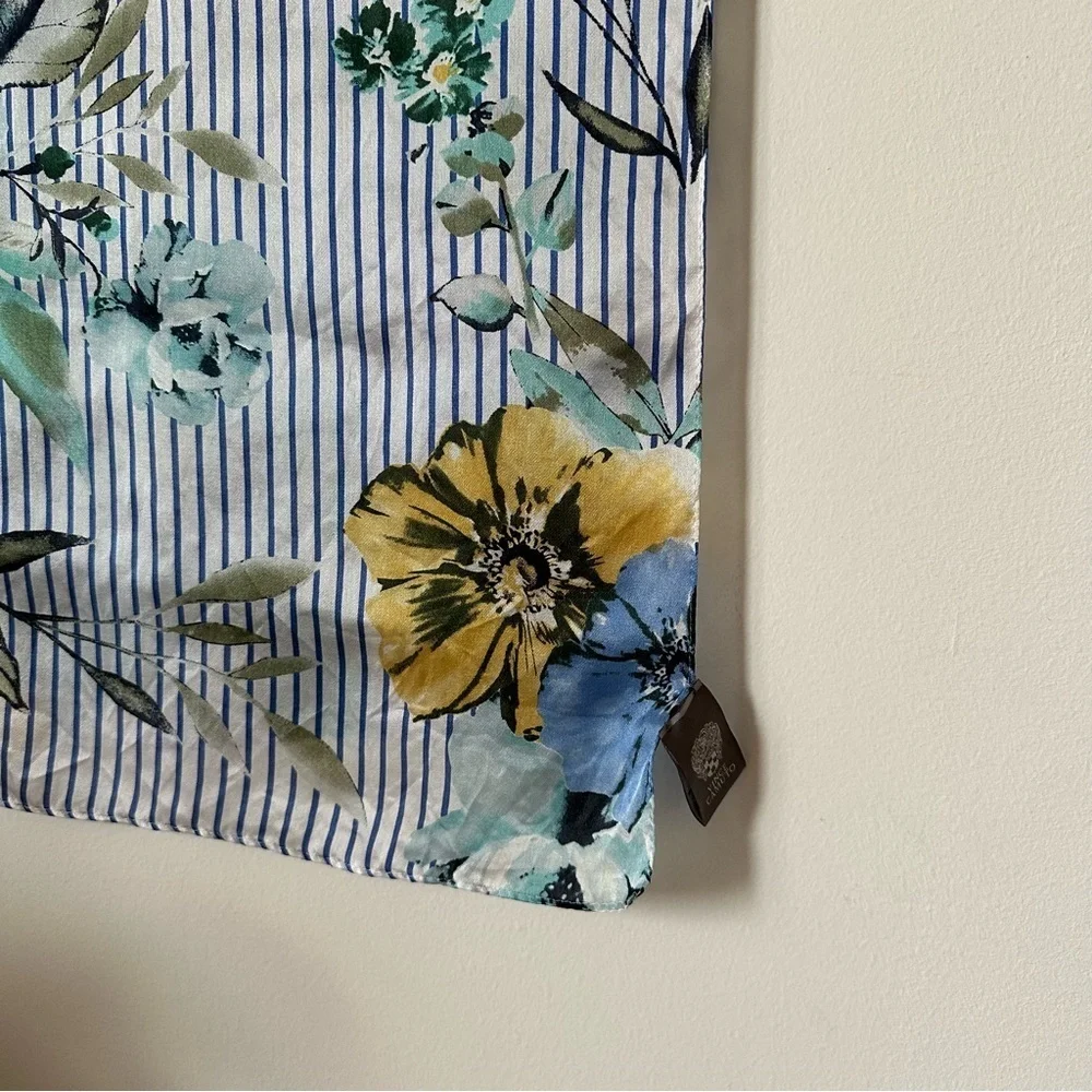 Vince Camuto 100% Silk Floral Striped Scarf